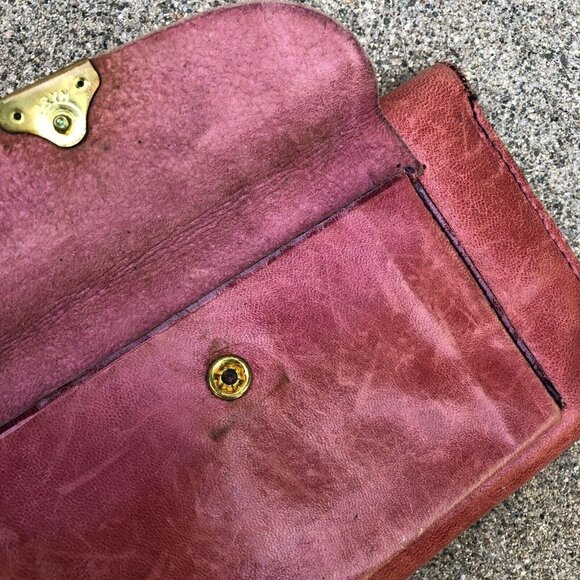 Vintage ECHT 2 PRYM Leather Tri Fold Wallet Clutch Multi Pocket Purple RARE - Picture 14 of 14